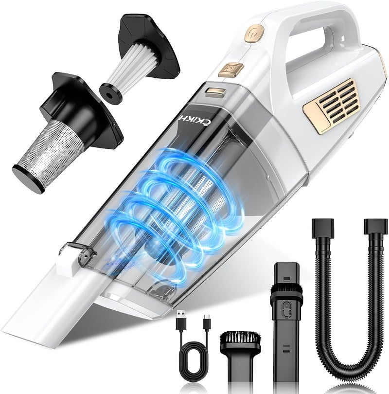 CKIKU Handheld Vacuum Cordless, 15000PA Strong Suction Hand Held Car Vacuum Cleaner Portable with Multi-Nozzles & Washable Filter, Lightweight Dust Busters Rechargeable for Home, Car, Office, Pets - Image 1